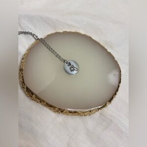 Dainty‎ engraved FLOWER Pendant | SILVER Stainless Steel Necklace